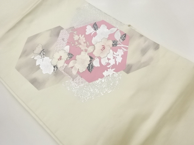 JAPANESE NAGOYA OBI / EMBROIDERY / GINSAI / SEIGAIHA